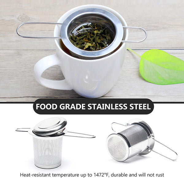 Tea Infuser,Stainless Steel Tea Steeper Fine Mesh Filters, Large Capacity Tea Strainer With Folding Handle And Lid,Hanging On Teapots Mugs Cups To Steep Loose Leaf Tea And Coffee(1 Piece,Silver)