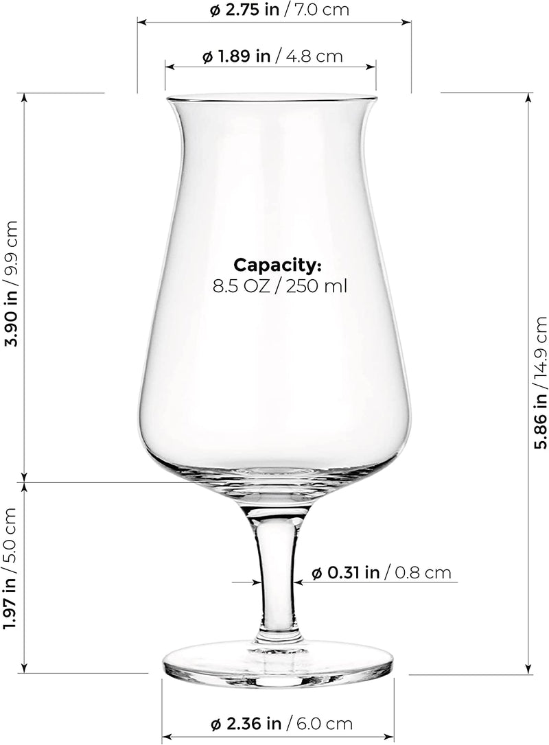 Luxbe - Whiskey Bourbon Brandy Crystal Glasses Snifter, Set of 4 - Large Handcrafted - 100% Lead-Free Crystal Glass - Great for Spirits Drinks - Cognac Scotch - 8.5oz - 250ml