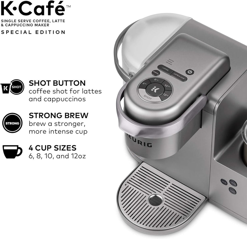 Keurig K-Cafe Special Edition Single Serve K-Cup Pod Coffee, Latte and Cappuccino Maker, Nickel