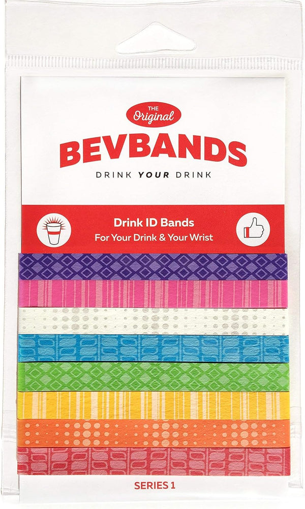 BevBands Drink Markers and Water Bottle Bands - Set of 8 - Series 1
