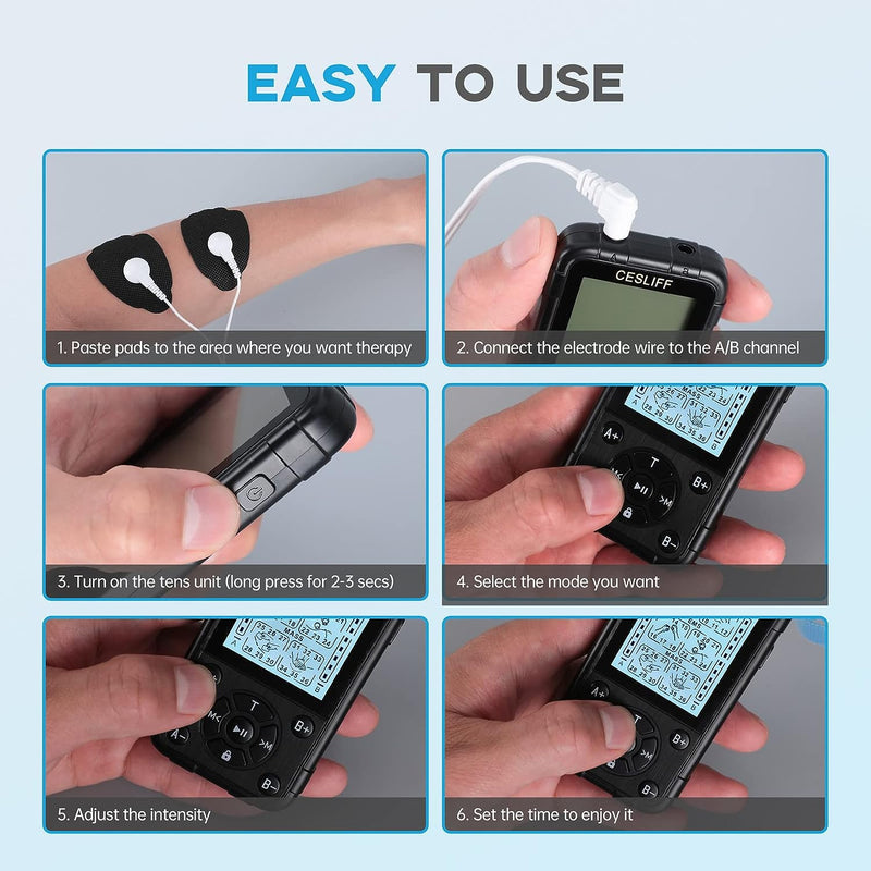 Dual Channel TENS EMS Unit 36 Modes Muscle Stimulator, Rechargeable Electric Pulse Massager TENS Machine Function for Lower Back Neck Shoulder Pain Relief with 10 Pads