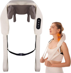 Ripoa Electric Neck and Shoulder Massager with Heat, Cordless Kneading Back Trapezius Shiatsu Massage Pillows for Pain Relief Deep Tissue Gift Ideals