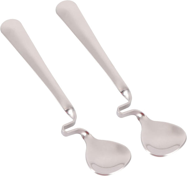 BESTonZON 2PCS Honey Spoons Multifunctional Milk Coffee Mixing Spoons Stainless Steel Teaspoon with Curved Handle