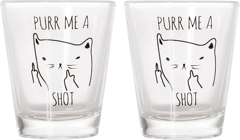 Artisan Owl Purr Me a Shot - Funny Cat Gifts, Cat Shot Glass, Funny Middle Finger Cat Shotglass (1)