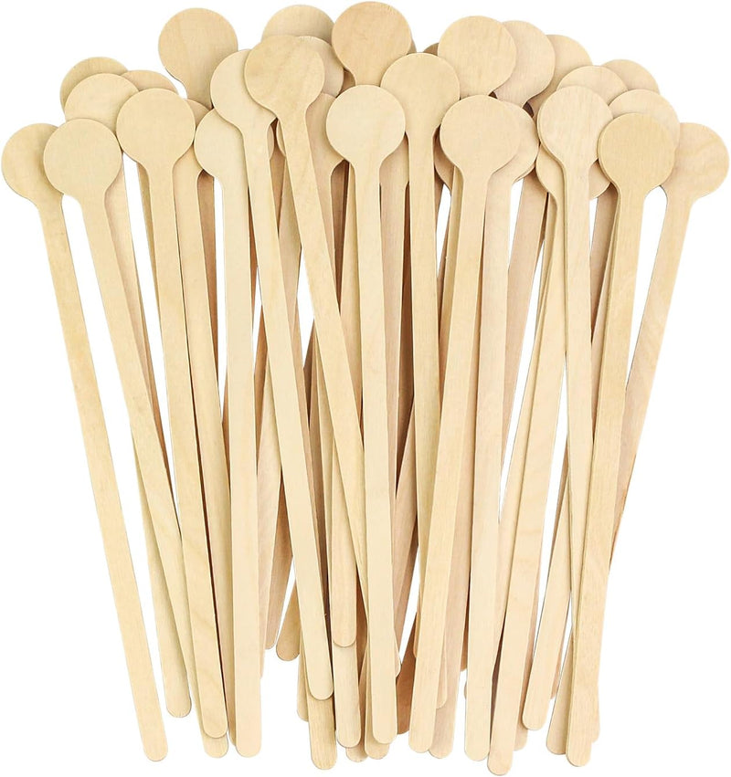 100pcs Coffee Stirrers Stir Sticks 7 Inch Wooden Coffee Stir Sticks with Merry Christmas Round Handle Disposable Biodegradable Coffee Stirrers Wood for Stirring Coffee Cocktails Milk Honey