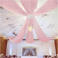Wedding Chiffon Ceiling Drapes 6 Panels Dusty Rose 5Ftx10Ft Long Arch Draping Fabric Sheer Swag Drapes for Indoor Ceremony Party Stage Decoration