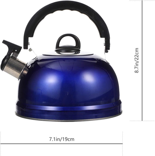 Cabilock Stainless Steel Whistling Tea Kettle Sounding Tea Pot with Anti Hot Handle Water Boiling Kettle Loud Whistle Stovetop Tea Kettle 1. 2L Blue