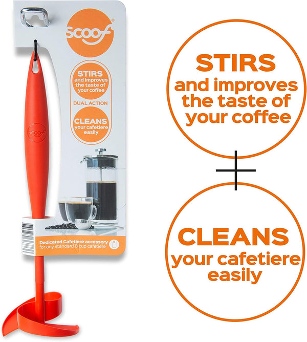 Scoof French Press Tool: Use To Stir And Improve Flavor. Then Clean Up With A Twist. A Scoop To Improve The French Press/Cafetiere Ritual (Orange)