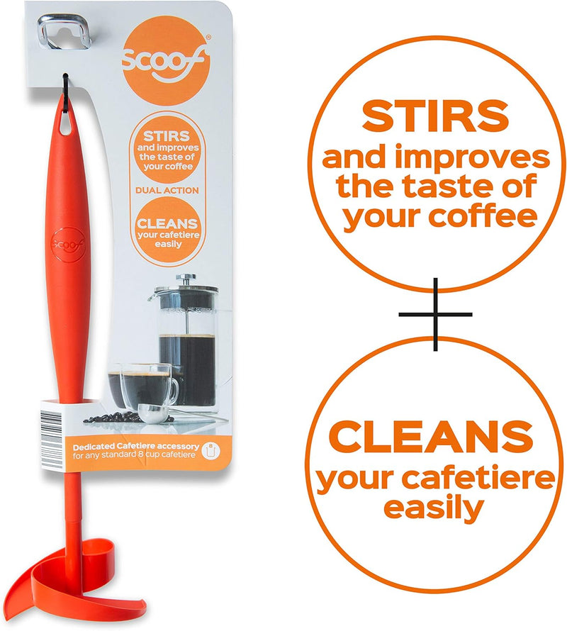 Scoof French Press Tool: Use To Stir And Improve Flavor. Then Clean Up With A Twist. A Scoop To Improve The French Press/Cafetiere Ritual (Orange)