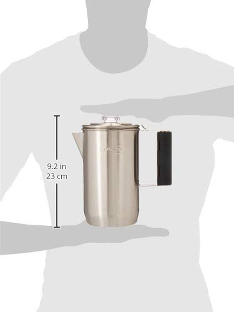 Stanley Cool Grip Camp Coffee Percolator 1.1QT, Stainless Steel Wide Mouth Coffee Press, Large Capacity, Ergonomic Handle, Dishwasher Safe