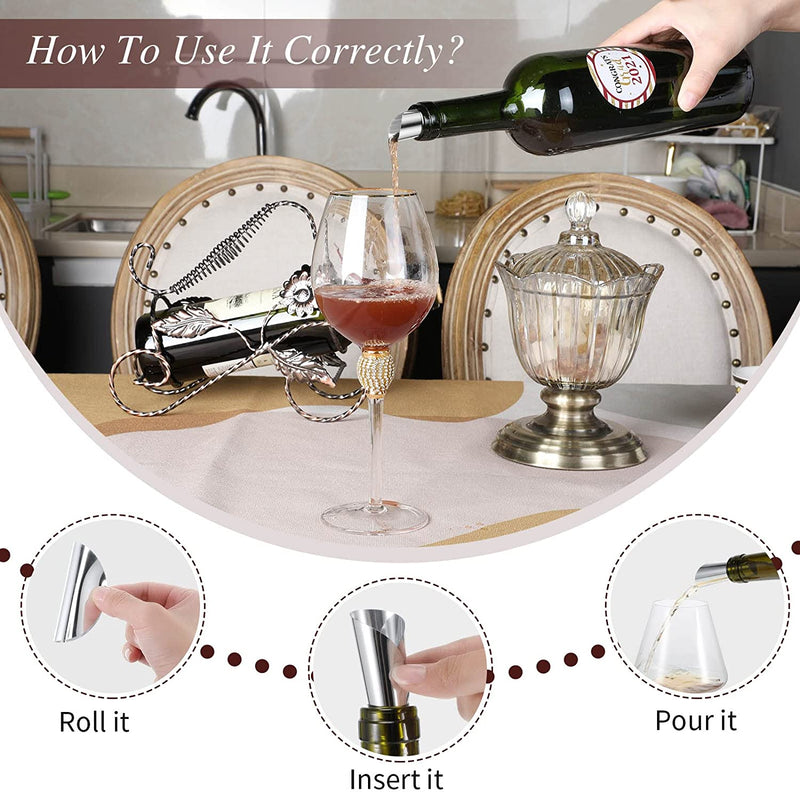 Silver Wine Pourer Wine Stopping Pour Spout Disks Aluminum Foil Wine Pourer Whisky Wine Spout Pourer Thin Reusable Wine Pourer for Wine Beverage Beer Liquid Dispenser (50)