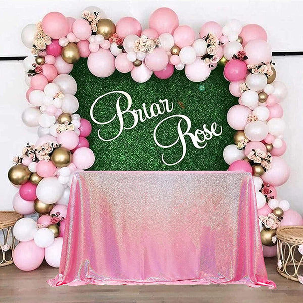 Unique Holographic Pink Tablecloth - 55X55 Square Glitter Cover for Events