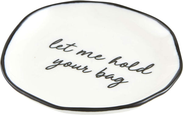 Santa Barbara Design Studio SIPS Drinkware Ceramic Tea Bag Rest, 3.5" Diameter, Let Me Hold Your Bag