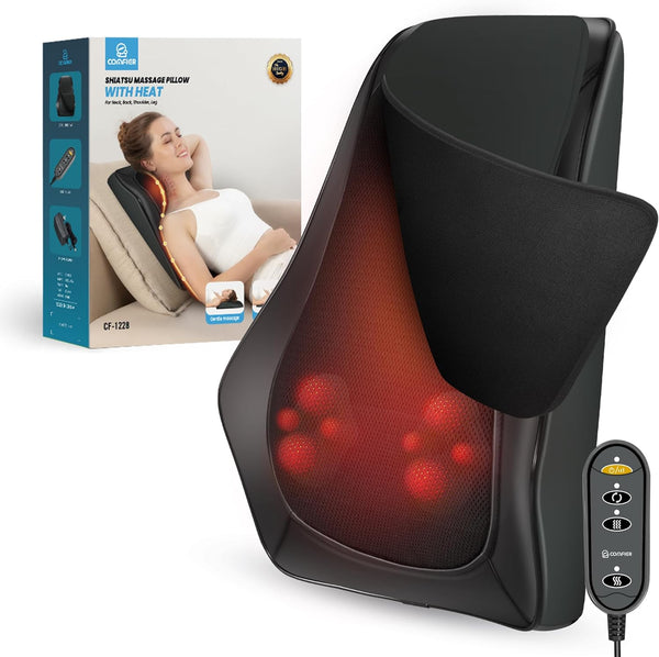 COMFIER Shiatsu Neck and Back Massager, Lower Back Massager with Heat,Massage Neck Pillow,Back Neck Massager for Back Pain Relief,shiatsu Massager with Vibration,Gift for Women Men at Home Office