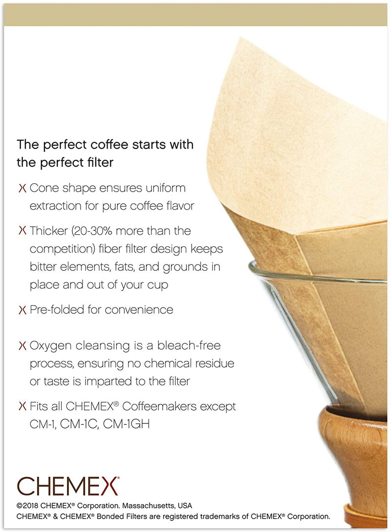 Chemex Bonded Filter - Natural Square - 100 ct - Exclusive Packaging