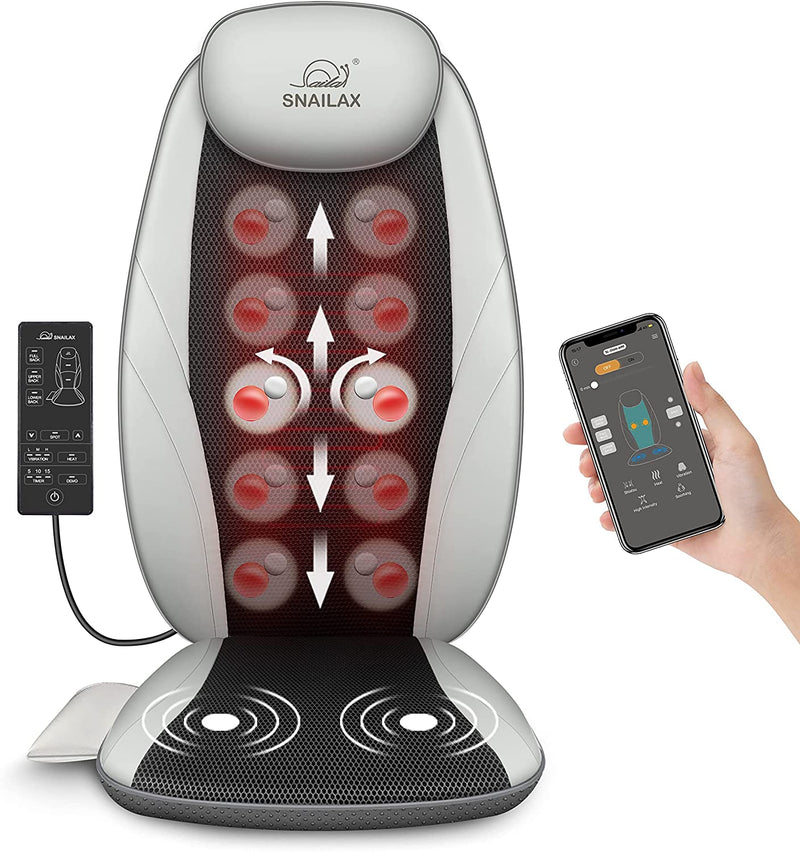 Snailax Shiatsu Back Massager with Heat - Gel Massage Nodes, Deep Kneading Massage Chair Pad Seat Massager Massage Cushion for Home Office Chair use