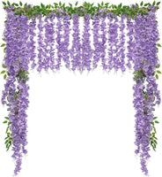 2Pcs 5.9Ft/Piece Wisteria Garlands Artificial Wisteria Vines Hanging Flower Vines Rattan Silk Flower Garland for Decoration Wedding Arch Table Backdrop (Purple, 2)
