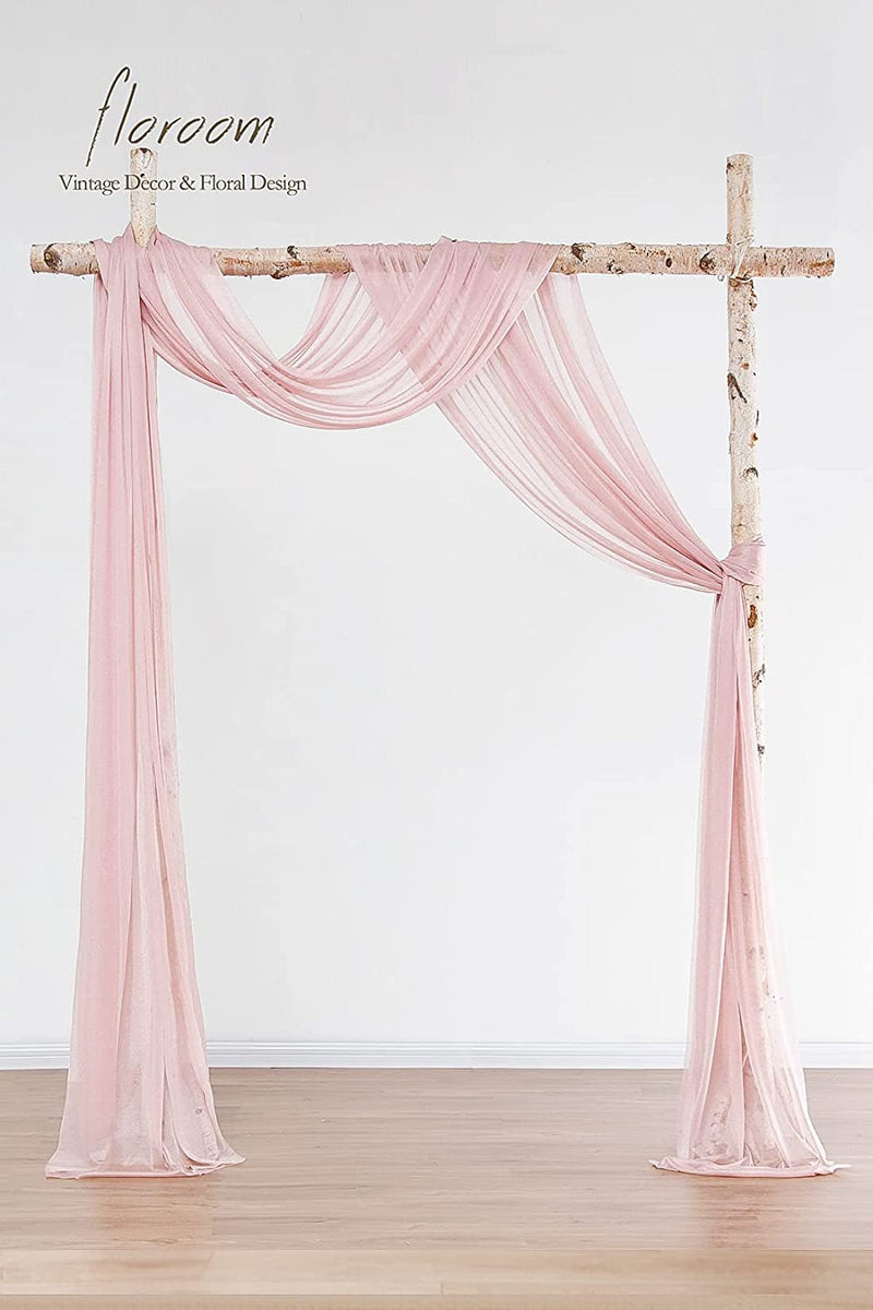 20Ft Dusty Rose Chiffon Wedding Arch Drapes - Set of 2