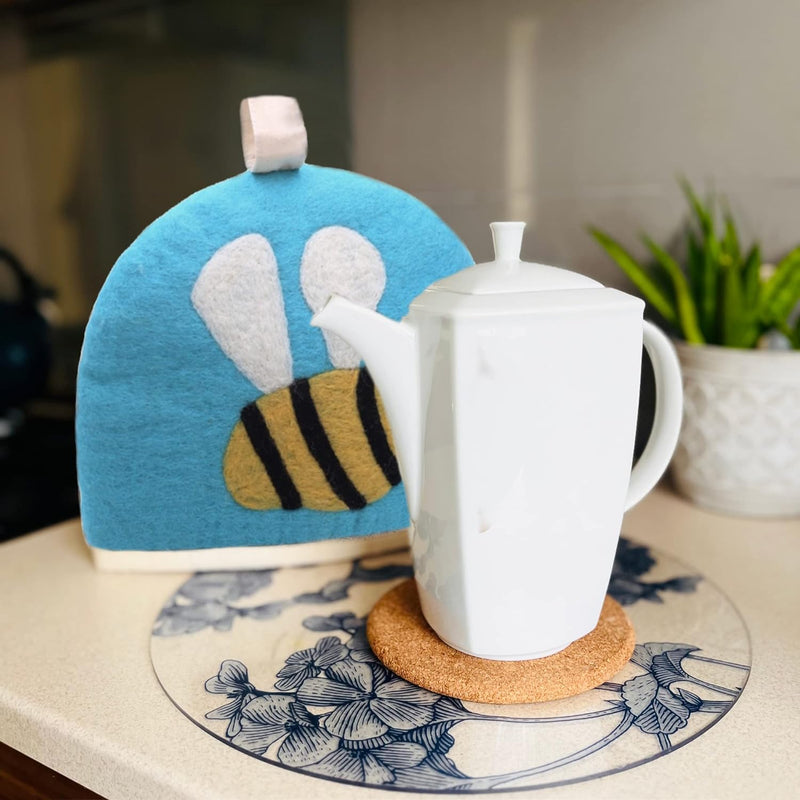 GLACIART ONE Wool Teapot Cozy Kettle Cover | Dome Shaped Large Tea Cosy for Teapot, Kettle or French Press | Handmade & Needle Felted from Natural Wool | Teapot Warmer Up to 2 Hours | Great as Gift