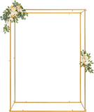 DOEWORKS 6.5 FT Gold Metal Wedding Arches Wedding Arch Backdrop Stand Ceremony Square Balloon Arch Frame Stand for Birthday Party Garden Decoration Photo Background Stand