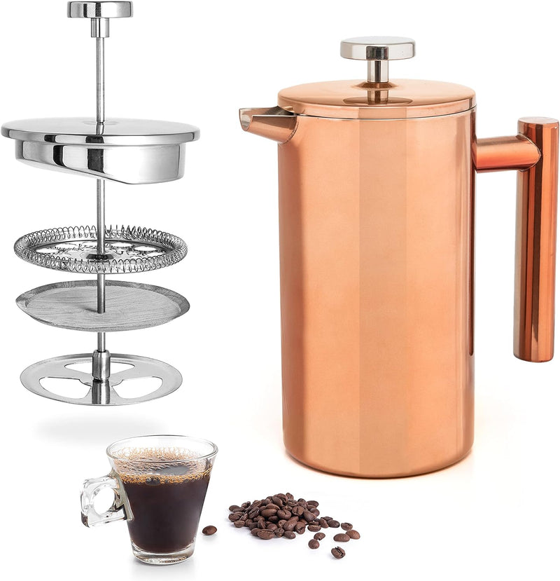 Mixpresso Stainless Steel French Press Coffee Maker 27 Oz 800 ml, Double Wall Metal Insulation Coffee Press & Tea Brewer Easy Clean And Easy Press Strong Quality Coffee Press.