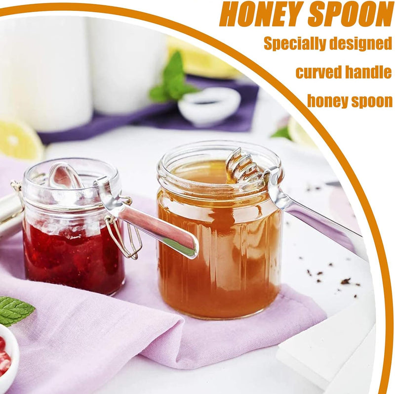 Stainless Steels Honey Spoons and Honey Dipper,4PCS Stainless Steel Honey Dipper Stirrer Server,Honey Spoon,Honey Dipper With Spiral Sugar Spoon Iced Tea Spoon Dinner Spoons for Jam,Yogurt,Honey