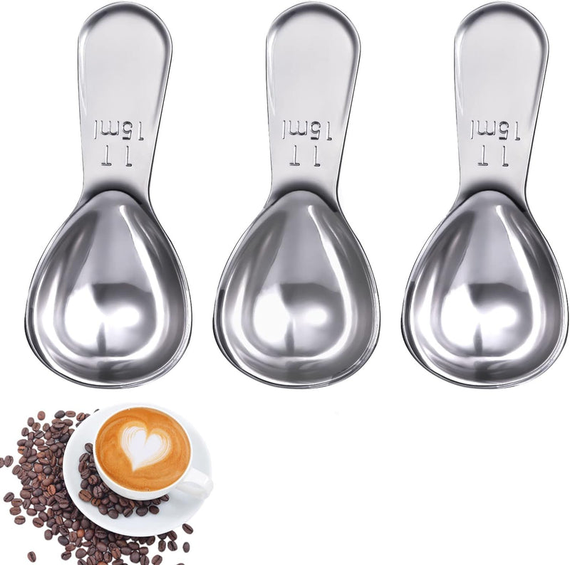 2 Pack Coffee Scoop, Stainless Steel Coffee Spoons Tablespoon Measuring Spoons for Tea, Sugar, Ground Coffee, Whole Bean(Silver, 30 ml)