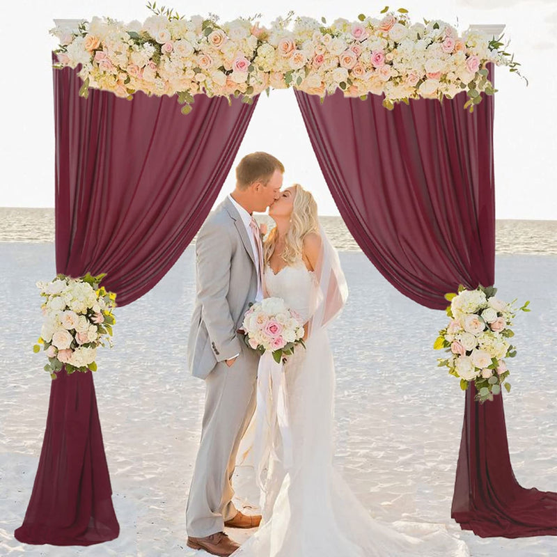 Burgundy Wedding Arch Draping Fabric - 18FT Chiffon Drapes for Backdrop