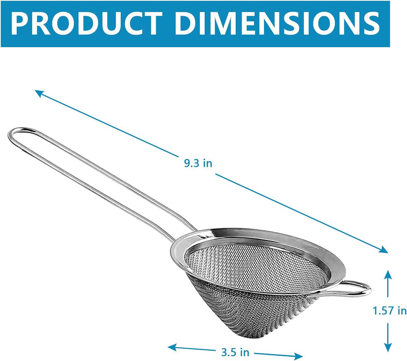 Fine Mesh Strainer For Bar -Stainless Steel Conical Strainer For Cocktail Drink Bar Strainers Bartender Bar Tool, 3.5" Inch (2 pcs)