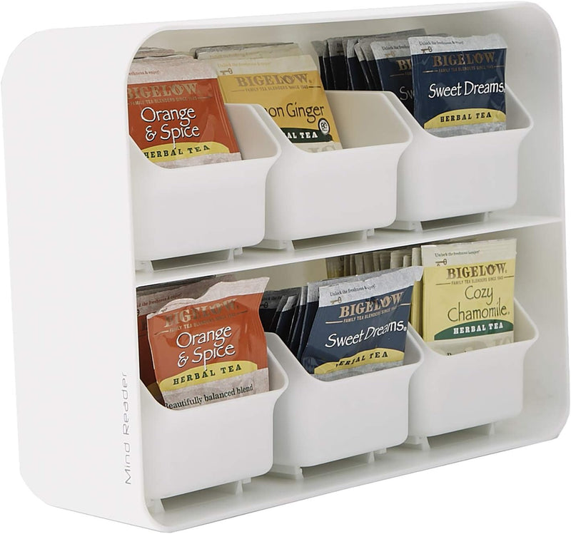 Mind Reader 6 Drawer Tea Bag Holder and Organizer, White