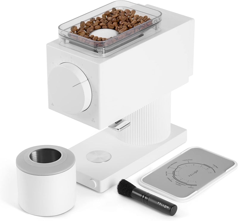 Fellow Ode Brew Grinder - Burr Coffee Grinder - Coffee Bean Grinder with 31 Settings for Drip, French Press & Cold Brew - Small Footprint Electric Grinder - Matte White