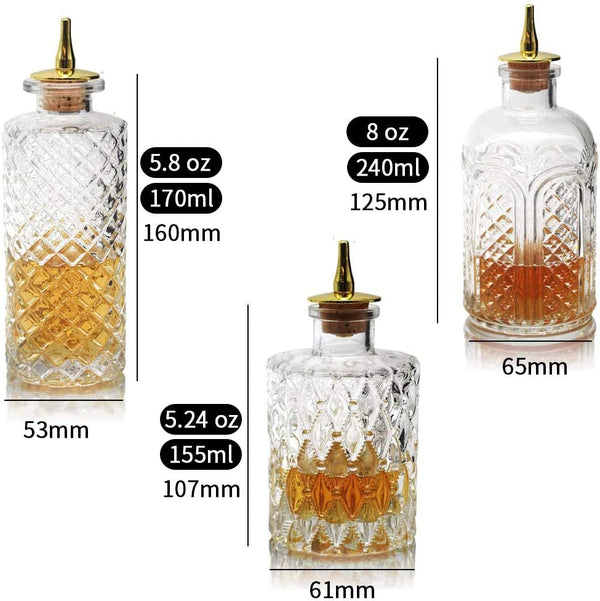 SuproBarware Bitters Bottle for Cocktails - Glass Dasher Bottles with Dash Tops, Great for Bartender,Home Bar