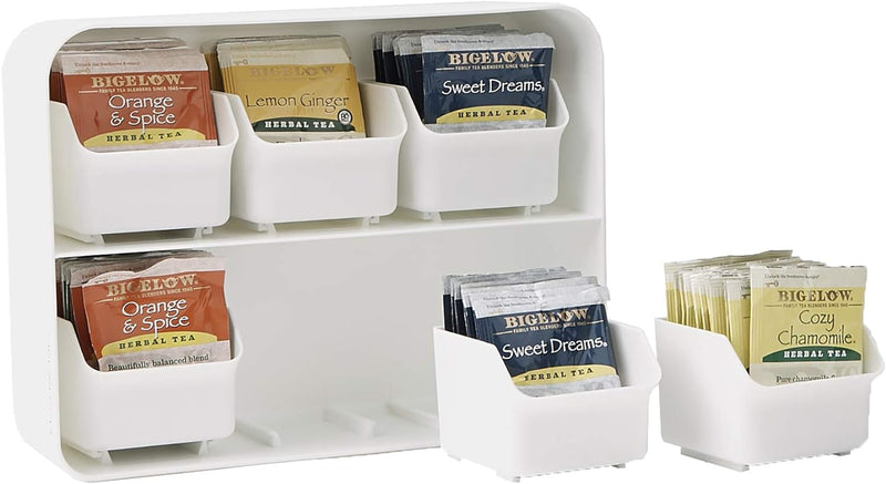 Mind Reader 6 Drawer Tea Bag Holder and Organizer, White