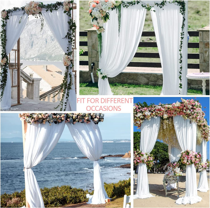 White Chiffon Sheer Backdrop Curtain - 10ft x 7ft - Wrinkle-Free for Weddings Parties and Events