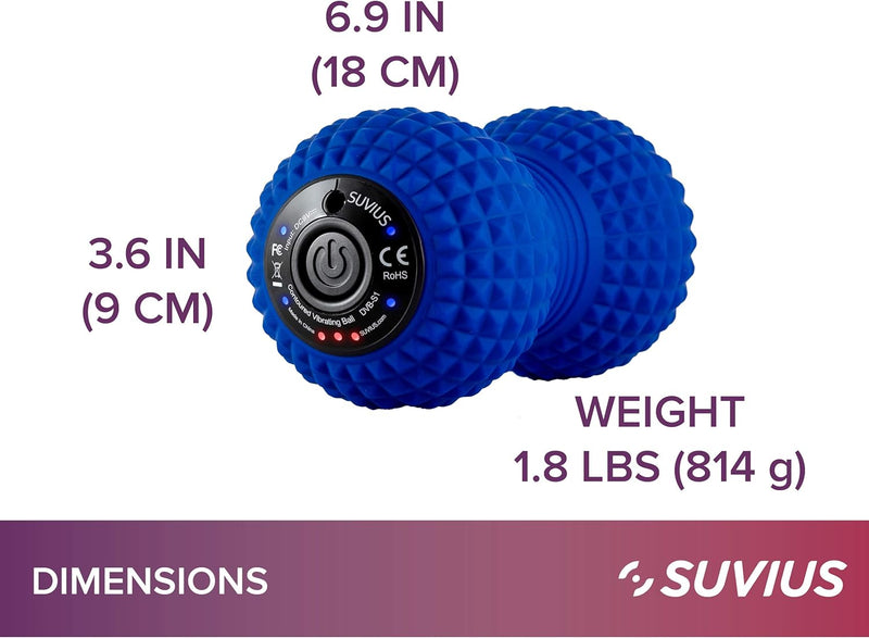 SUVIUS Peanut Electric Vibrating Rechargeable Foam Roller - 4 Intensity Levels for Firm Battery-Powered Deep Tissue Recovery, Training, Massage - Therapeutic Back and Muscle Massage Roller