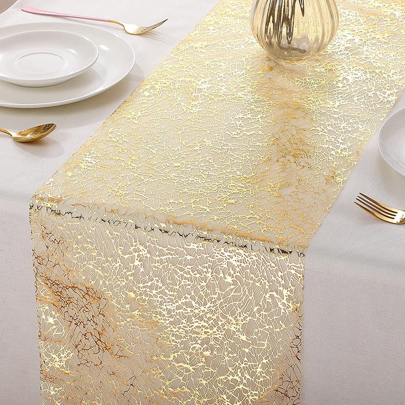 Gold Glitter Table Runner - 3 Pieces - 12x84 Inches