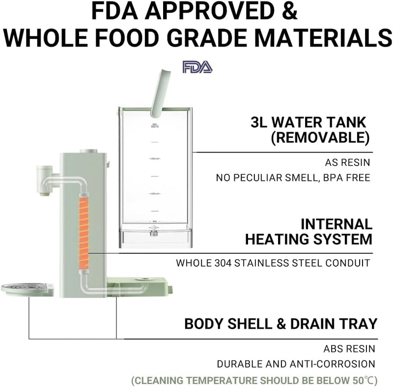 BUYDEEM S9013 Instant Hot Water Dispenser, Countertop Water Boiler & Warmer for Tea, Coffee and Baby Formula, Adjustable 8 Temperatures & 5 Water Outputs, 3L Water Tank(102oz), Green