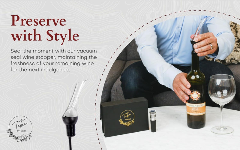 Wine Aerator | Wine Aerator Pourer Spout with Gold Embossed Magnetic Storage Box | Wine Aerator Pourer and Vacuum Stopper as Wine Preserver | Wine Decanter | Wine Accessories