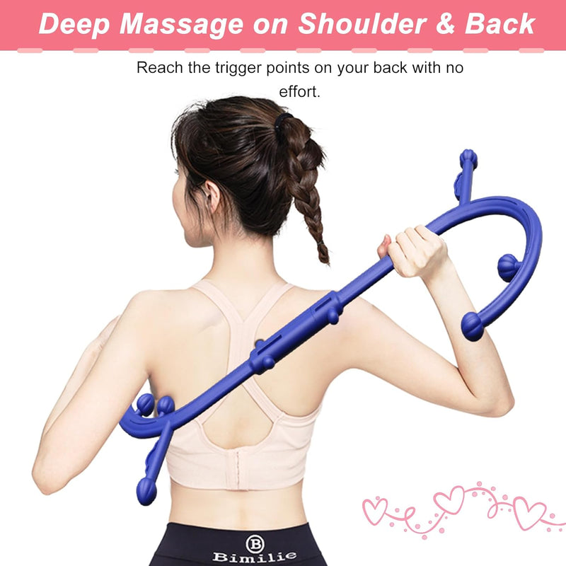 Back and Neck Massager - Massage Trigger Point Cane,Self Massage Tool, Birthday Gifts for Women Men Her Him Mom,Valentines Day Gifts for Her Him Boyfriend(Blue)