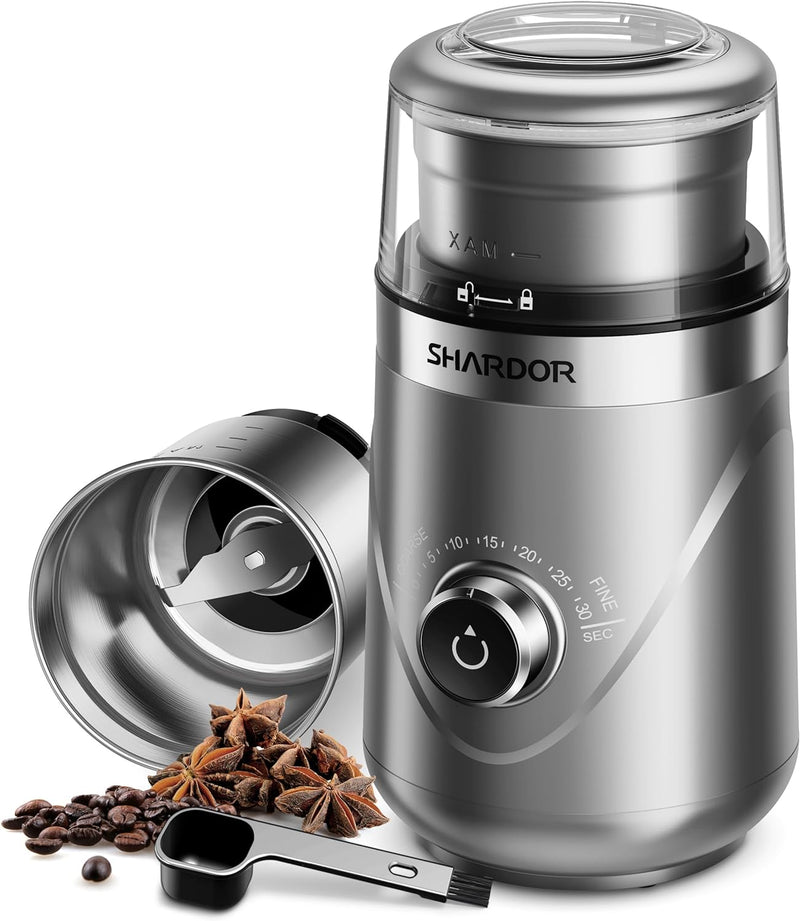 SHARDOR Adjustable Coffee Grinder Electric, Spice Grinder, Coffee Bean Grinder, Espresso Grinder with 1 Removable Stainless Steel Bowl, Black