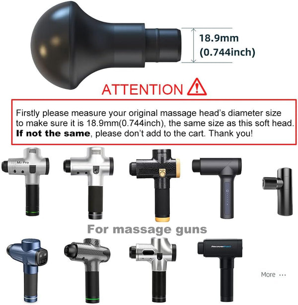 RECOVERFUN Soft Smooth Deep Tissue Percussion Massage Gun Attachment Head Flex for Workout Recovery and Muscle Sore Pain Relief, Compatible to Most Massage Guns with 18.9mm Diameter Heads
