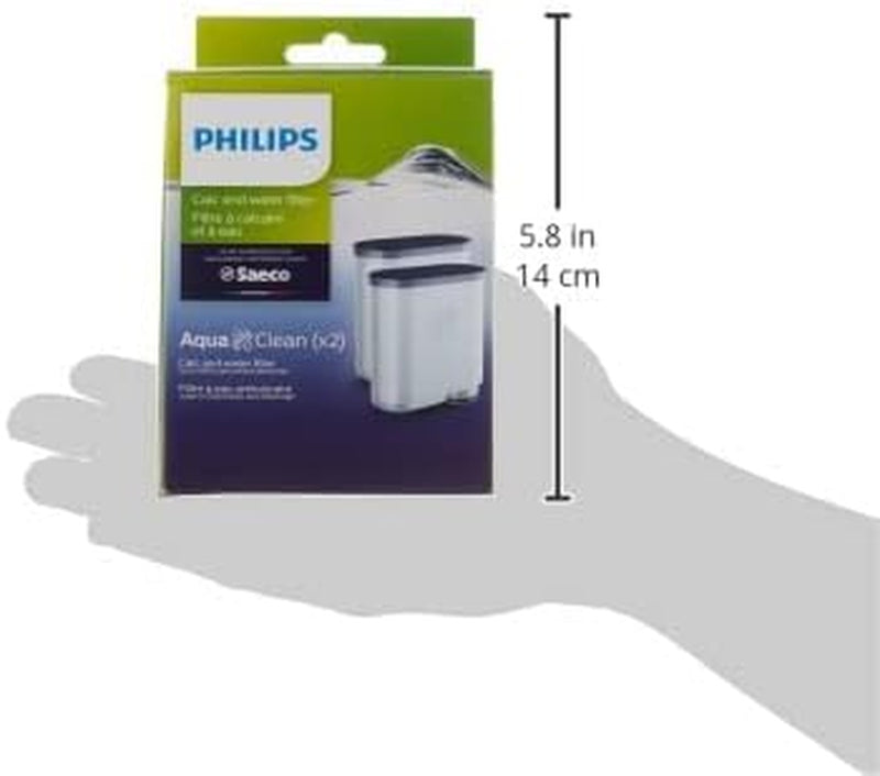 PHILIPS AquaClean Original Calc and Water Filter, No Descaling up to 5,000 cups, Reduces Formation of Limescale, 2 AquaClean Filters, (CA6903/22)