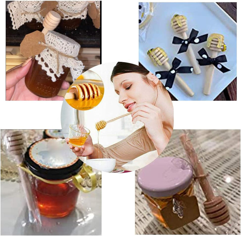 20 Pcs Honey Sticks Mini Honey Dipper, 3inch Wooden Honey Comb Honey Dispenser for Honey Jar Dispense Drizzle Honey, Wedding Party, Gender Reveal Party Supplies