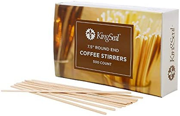 KingSeal Natural Birch Wood Coffee Beverage Stirrers, Stir Sticks, Waxing Sticks, 7.5 Inches, Round End - 2 Packs of 500 (1000 Count)