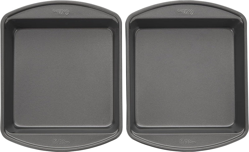 Wilton Perfect Results Premium Non-Stick 8-Inch Square Cake Pans, Set of 2, Steel Bakeware Set