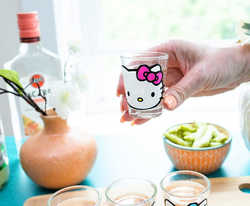 Silver Buffalo Sanrio Hello Kitty Faces 1.5-Ounce Mini Shot Glasses | Set of 4