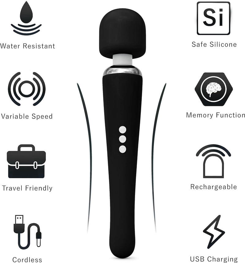 Therapeutic Personal Massager - Handheld Cordless and Powerful Wand - 8 Speeds 20 Vibrating Patterns - USB Rechargeable - Magic Recovery Effect for Women and Men, Body, Neck, Back & Shoulders