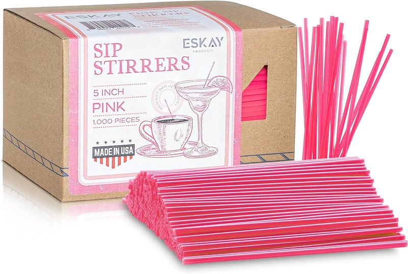 1000 Plastic Coffee Stirrers, 5-Inch Cocktail Straws and Stir Sticks for Coffee Bar and Restaurants, Made in USA (Neon)