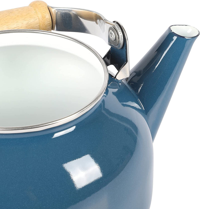 Mr. Coffee Quentin 1.5 QT Enamel On Steel Tea Kettle w/Wood Handle - Blue