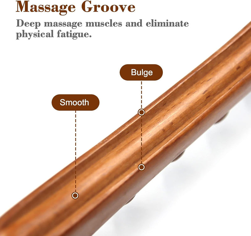 Wood Therapy Massage Tools, 21 inch Lymphatic Drainage Massager, Handheld Massage Stick & Wood Therapy Tools for Neck and Back Pain Stomach Body Shaping Anticellulite Leg